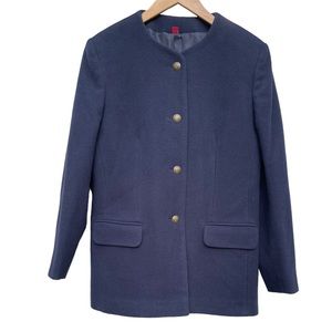 Pitlockry navy blue 100% wool women’s blazer 4 button front tailored fit